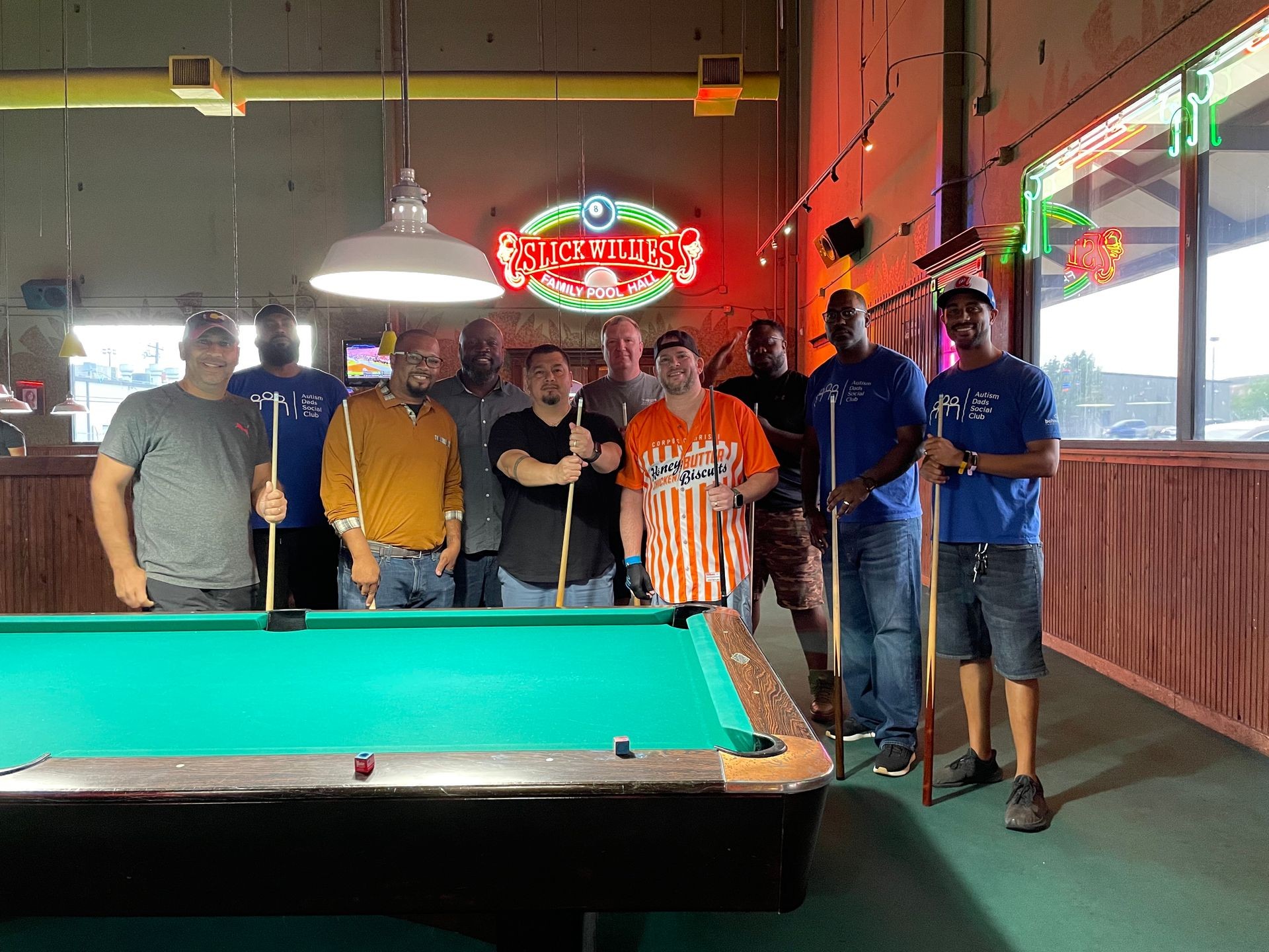 dads meeting at Slick Willies Pool Hall